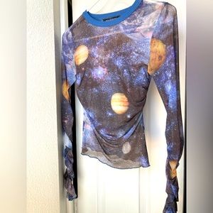 Urban Outfitters Mesh Shirt in Galaxy Print